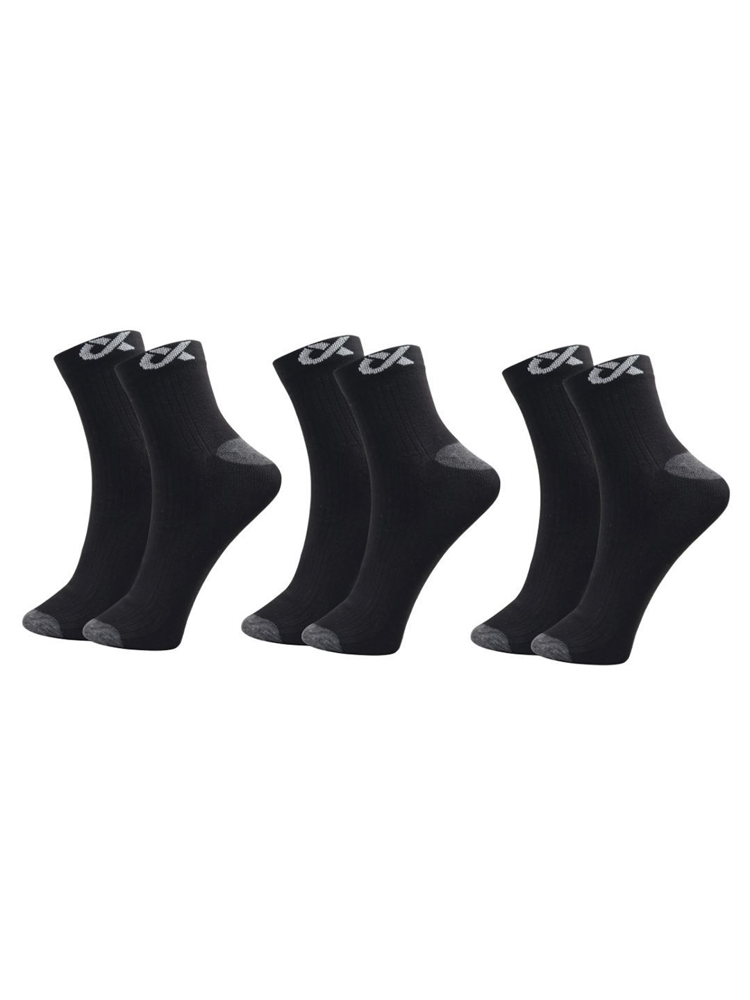 

Xjarvis Unisex Pack Of 3 Ankle-Length Socks, Black