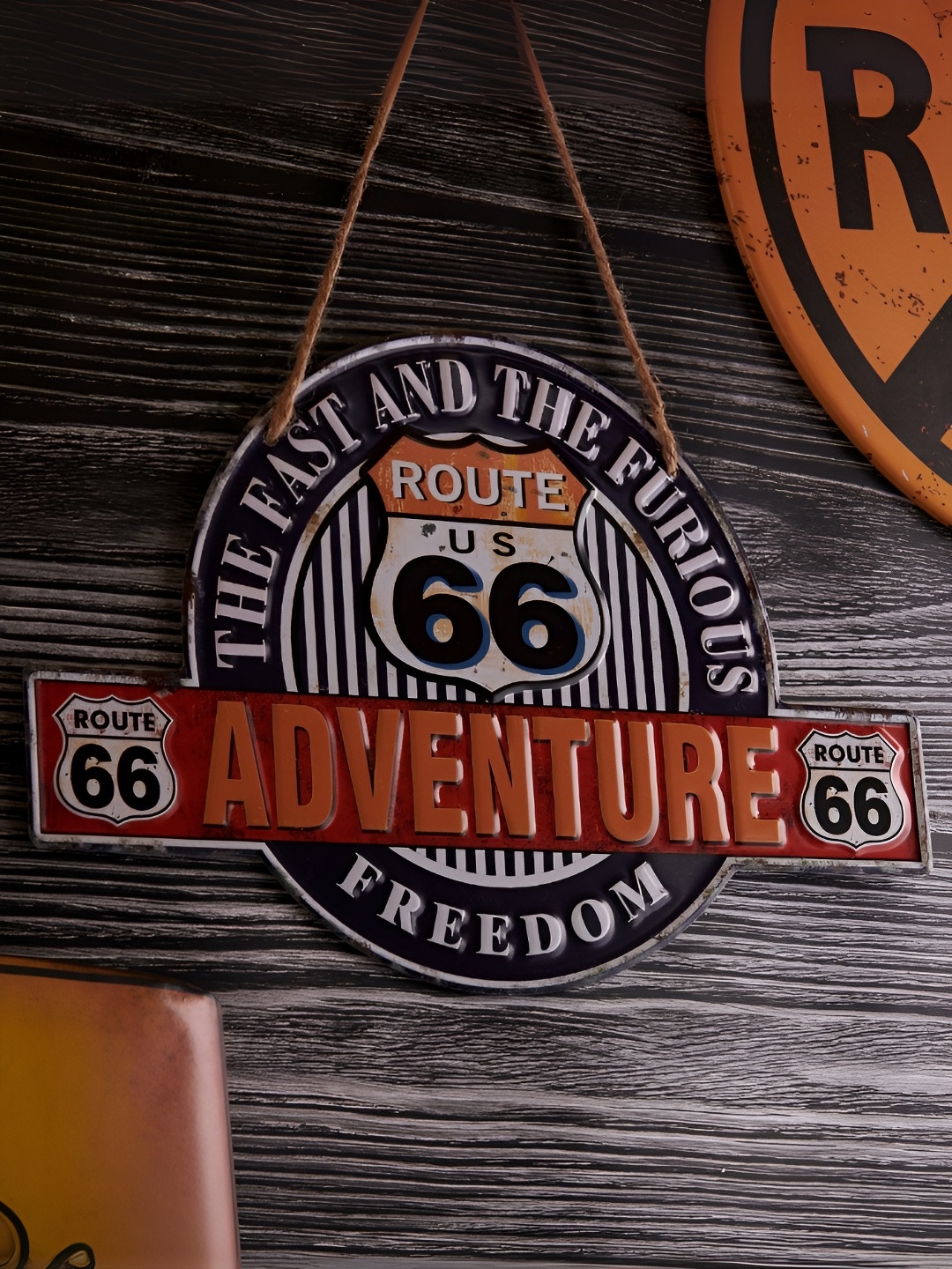 

eazy wagon White & Brown Adventure Route 66 Printed Wall Hanging