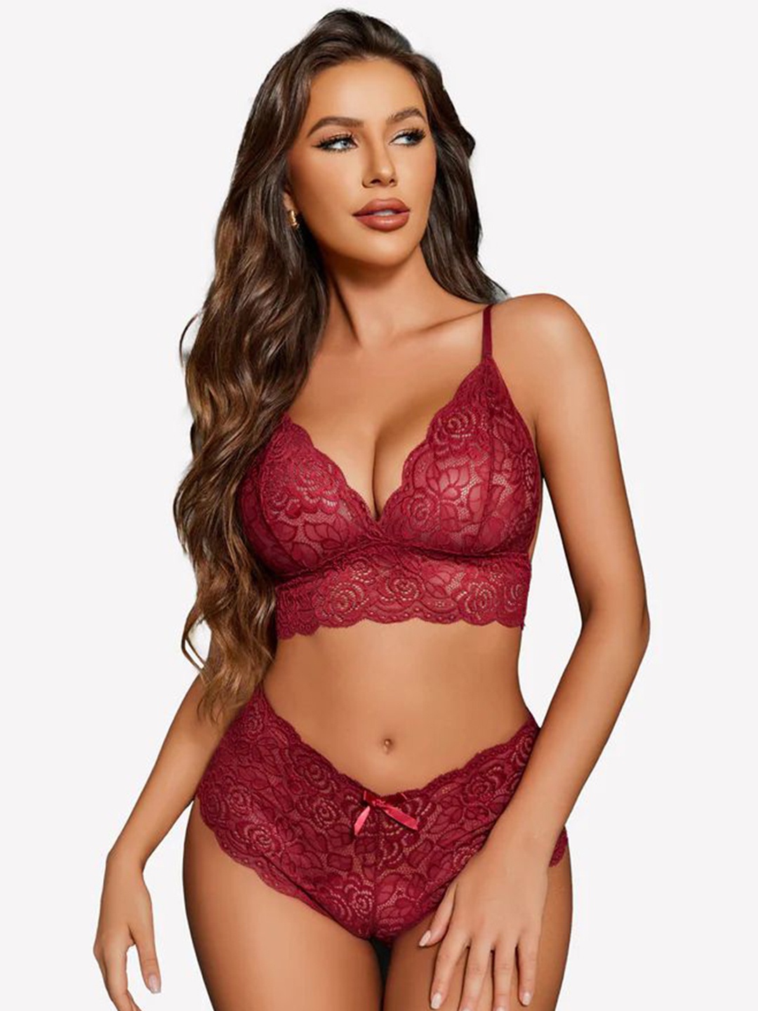 

new blue eyes Women Baby Doll with Robe, Maroon