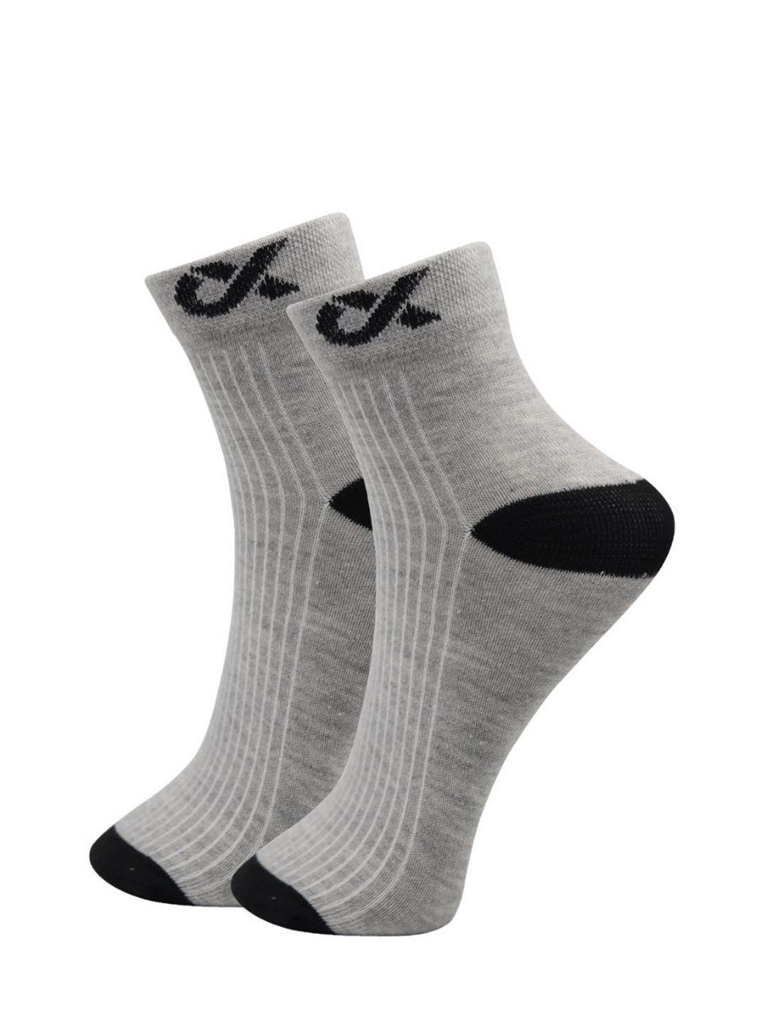 

Xjarvis Striped Ankle-Length Socks, Grey