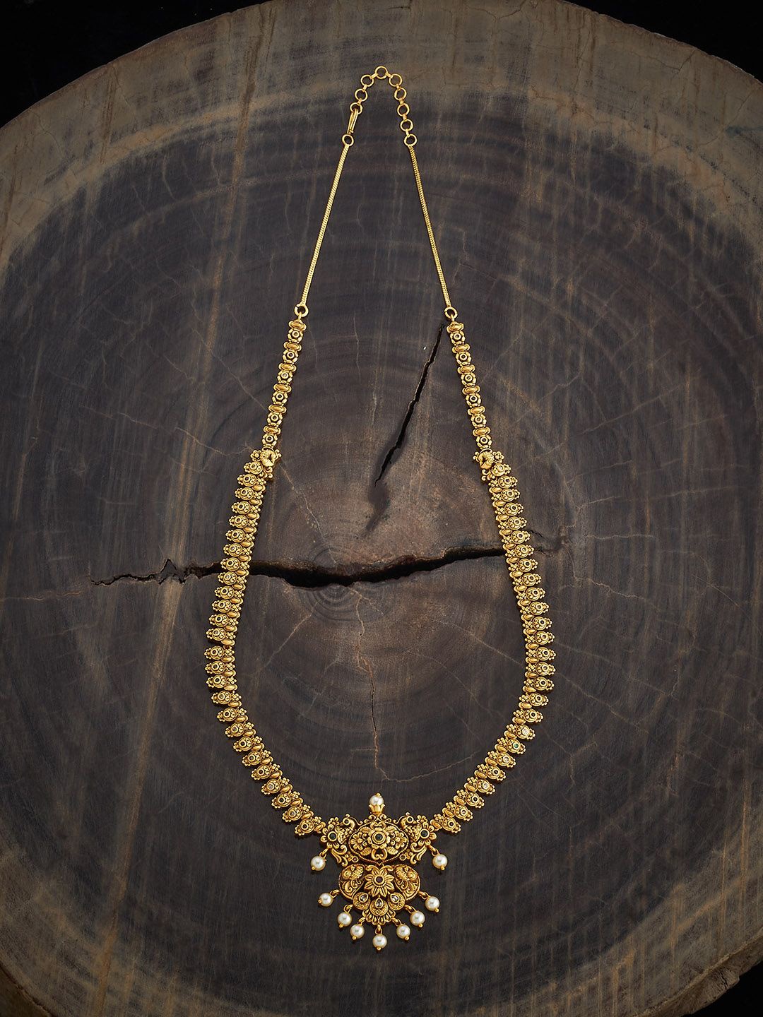 

Kushal's Fashion Jewellery Copper Ruby-Green Gold-Plated Antique Necklace