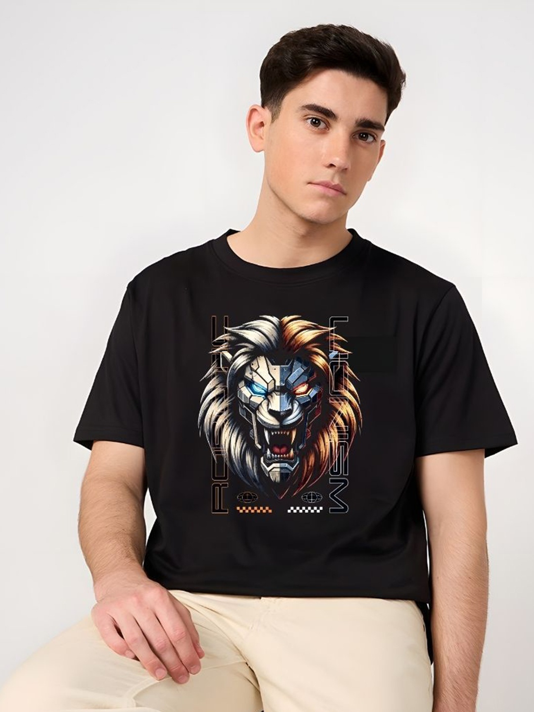 

Moda Rapido Men Graphic Printed Round Neck Cotton T-shirt, Black