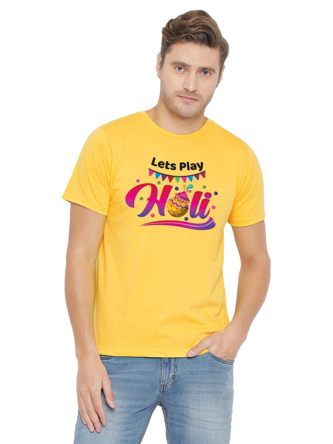 

FFLIRTYGO Men Printed T-shirt, Yellow