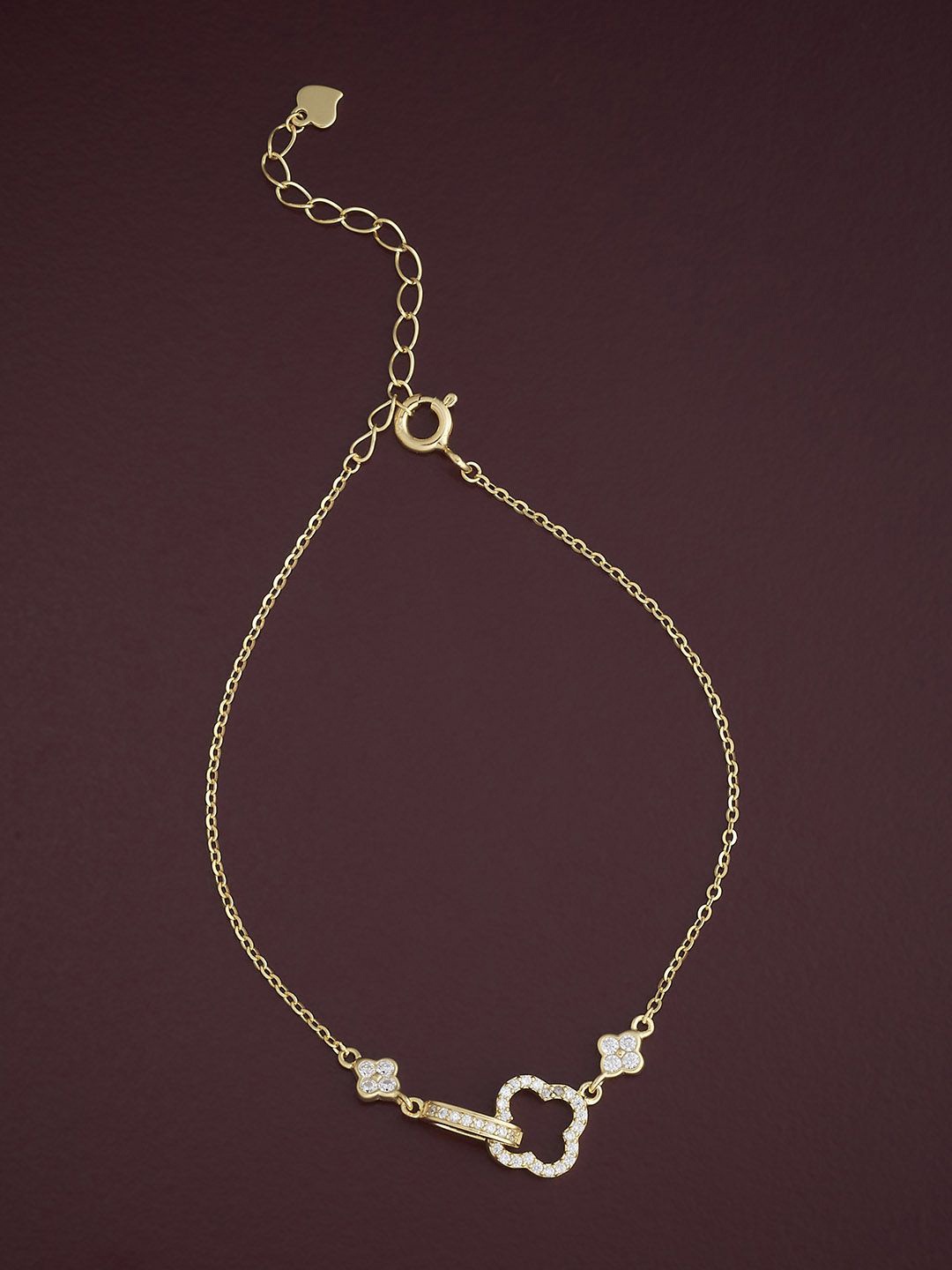 

Kushal's Fashion Jewellery 92.5 Sterling Silver Gold-Plated Cubic Zirconia Link Bracelet