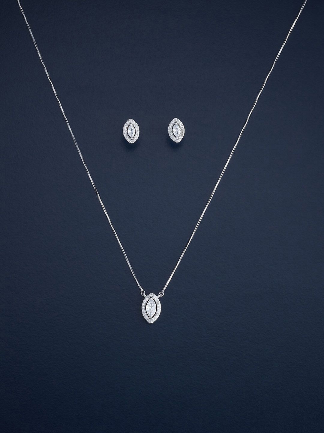 

Kushal's Fashion Jewellery Sterling Silver Rhodium-Plated CZ Jewellery Set