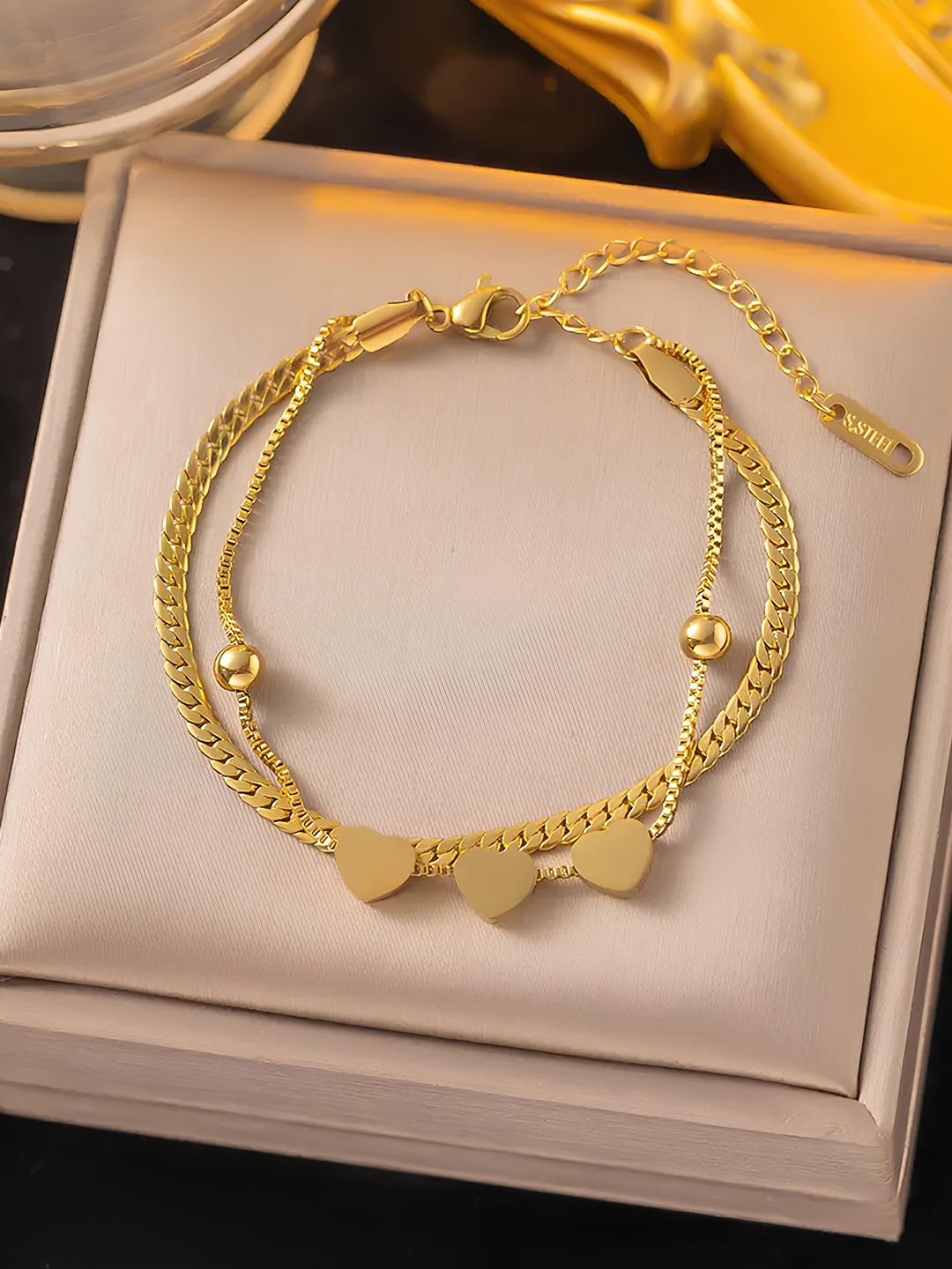 

KARISHMA KREATIONS Stainless Steel Gold-Plated Link Bracelet