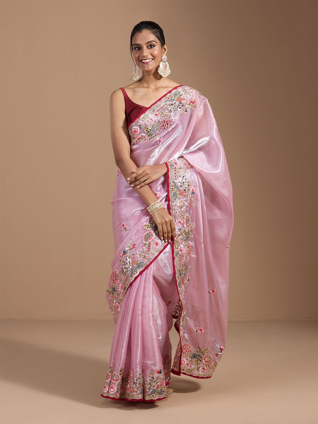 

Moda Rapido Floral Sequinned Heavy Work Saree, Mauve