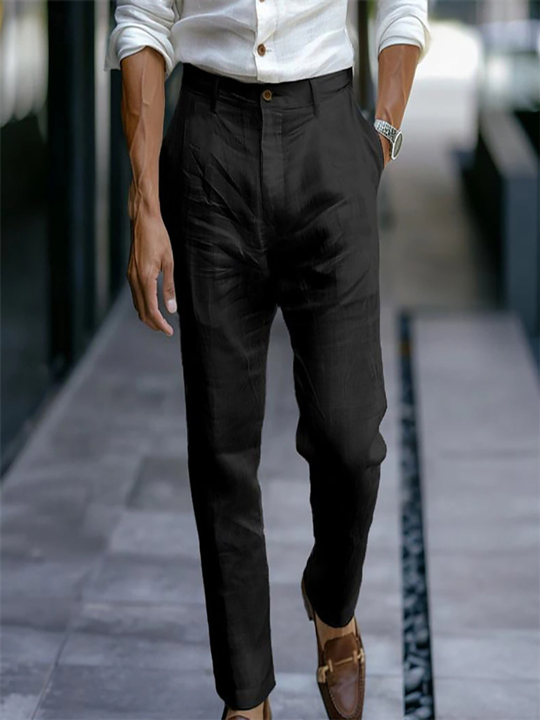 

StyleCast x Revolte Men Easy Wash Pleated Formal Trousers, Black