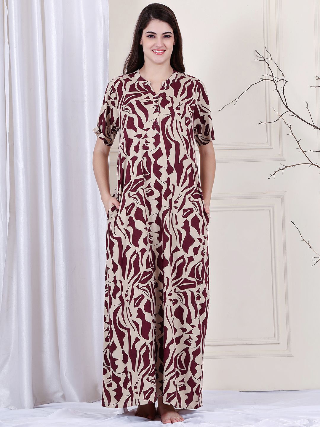 

Kanvin Printed Maxi Nightdress, Red