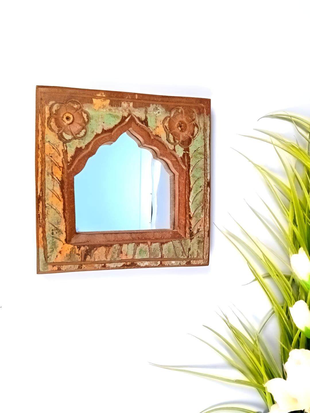 

apka mart Brown Wooden Wall Hanging Jharoka Mirror