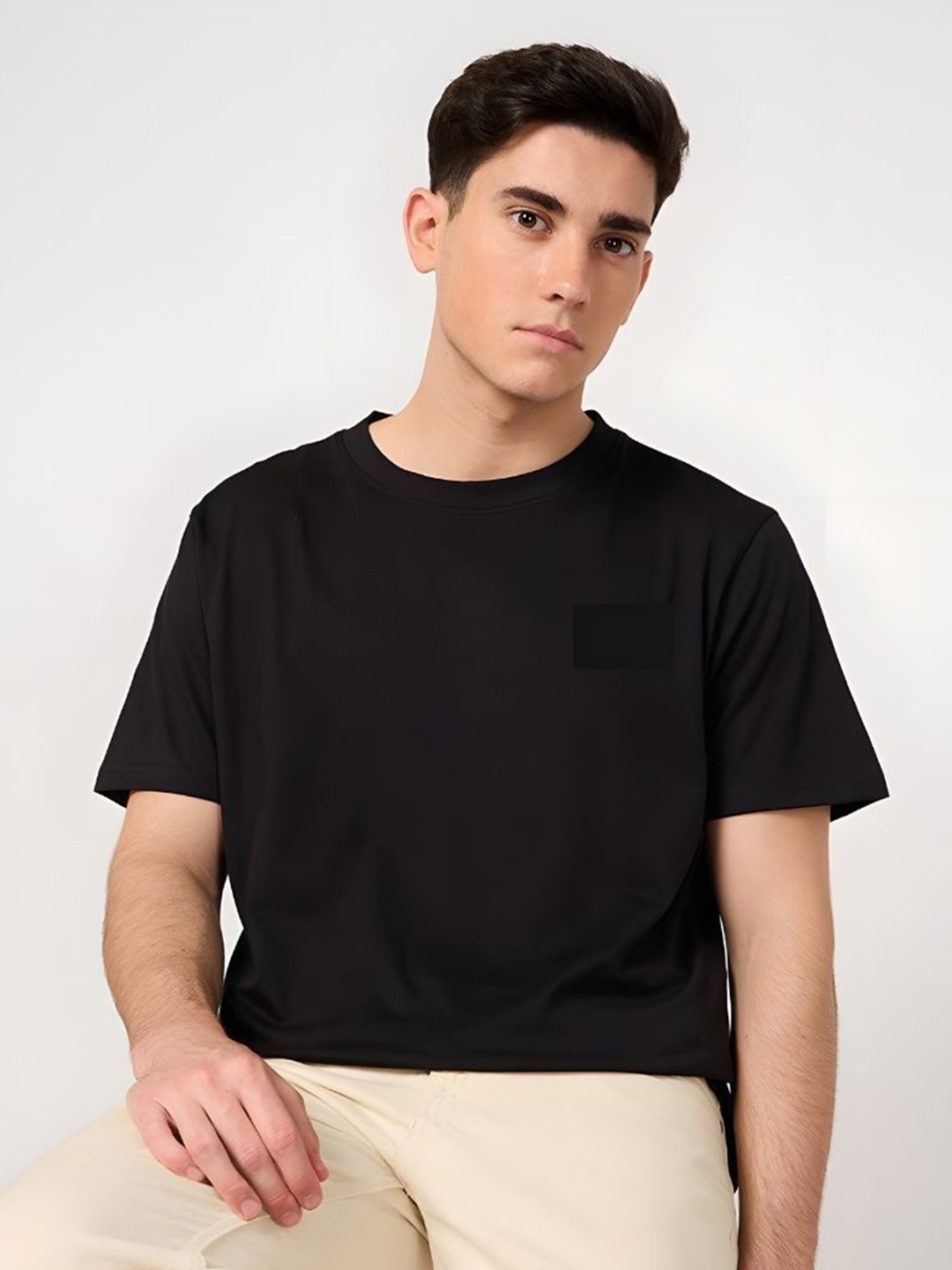 

Moda Rapido Men Drop-Shoulder Sleeves T-shirt, Black