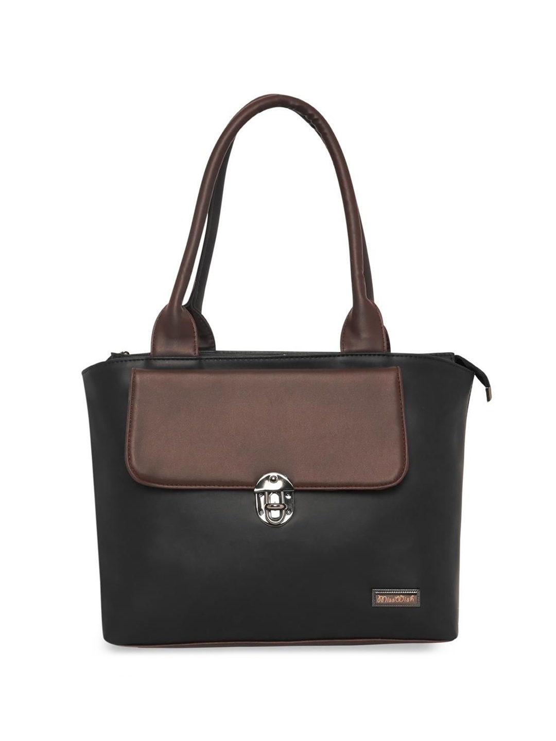 

Misswish Women Colourblocked Structured Handheld Bag, Black