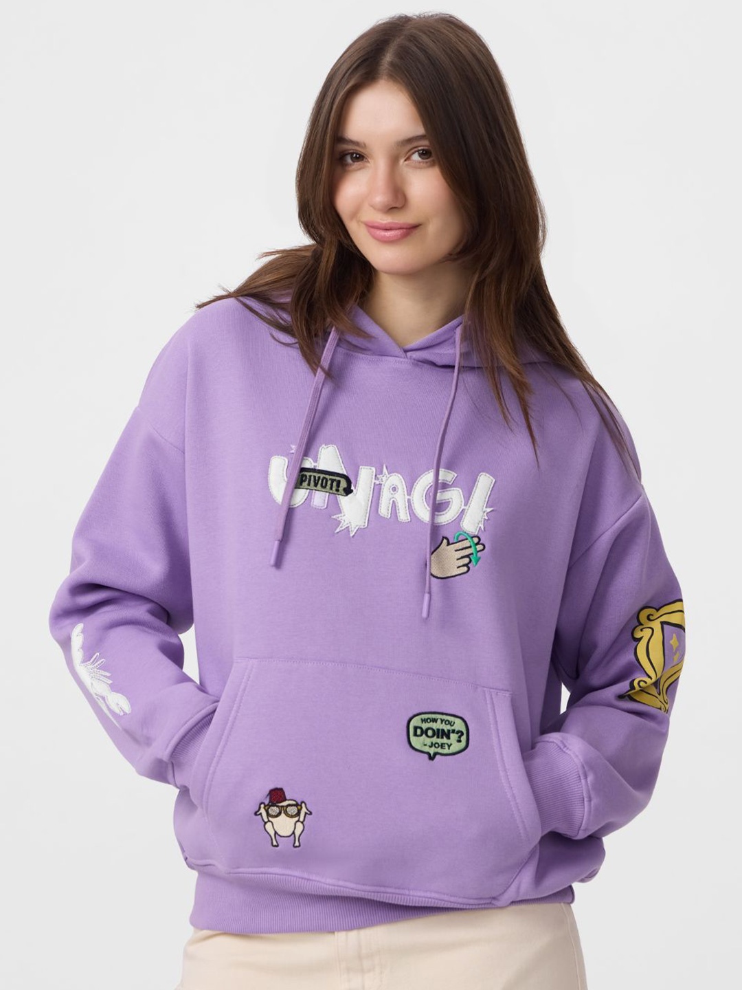 

The Souled Store FRIENDS Unagi Printed Oversized Hoodies, Lavender