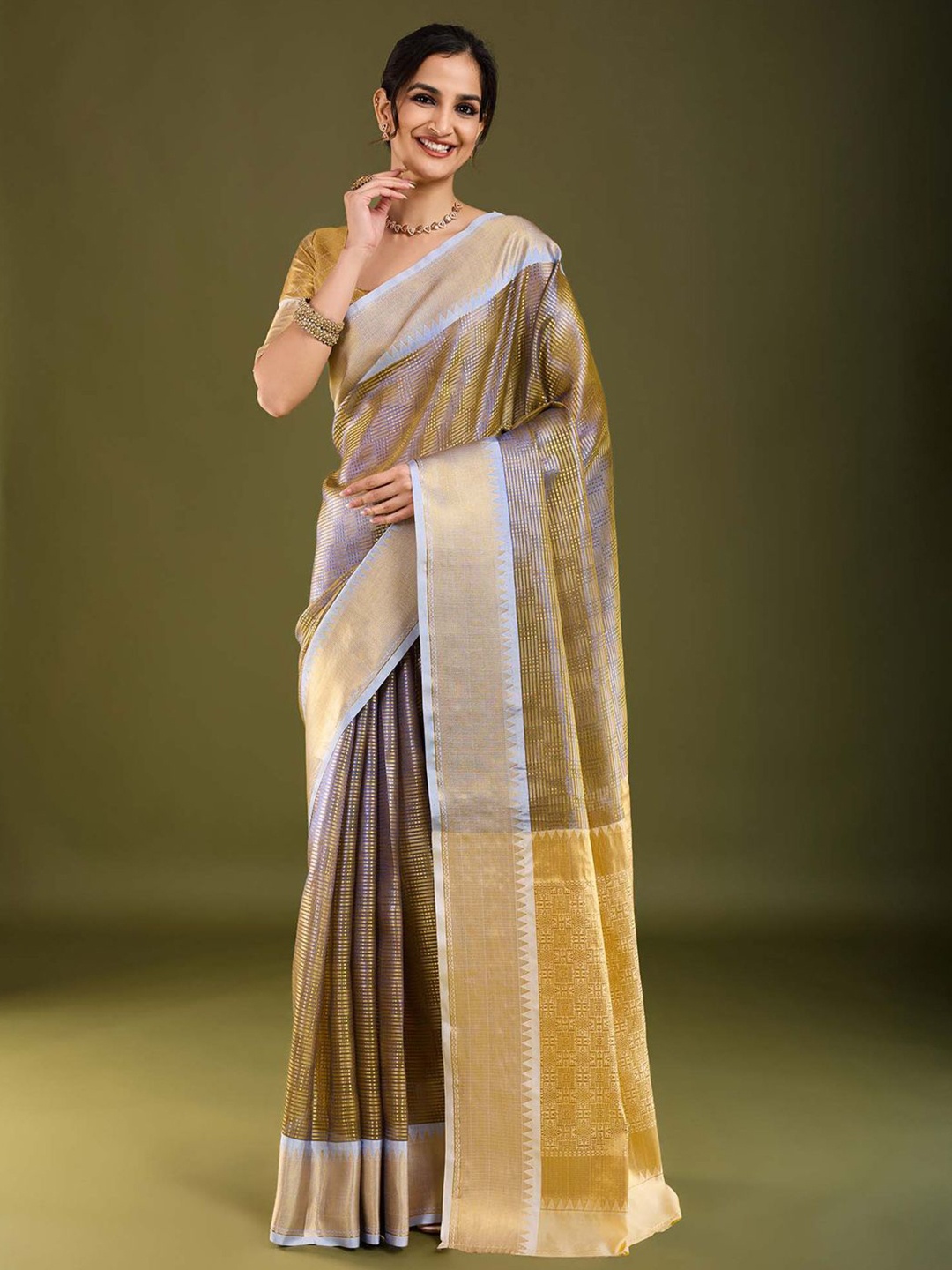 

Anouk Woven Design Zari Tissue Banarasi Saree, Lavender