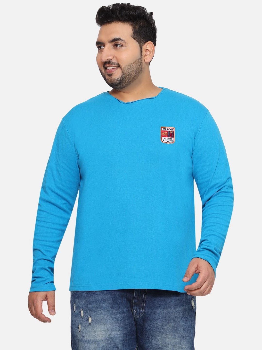 

Santonio Men Plus Size Solid Round Neck Cotton T-shirt, Navy blue