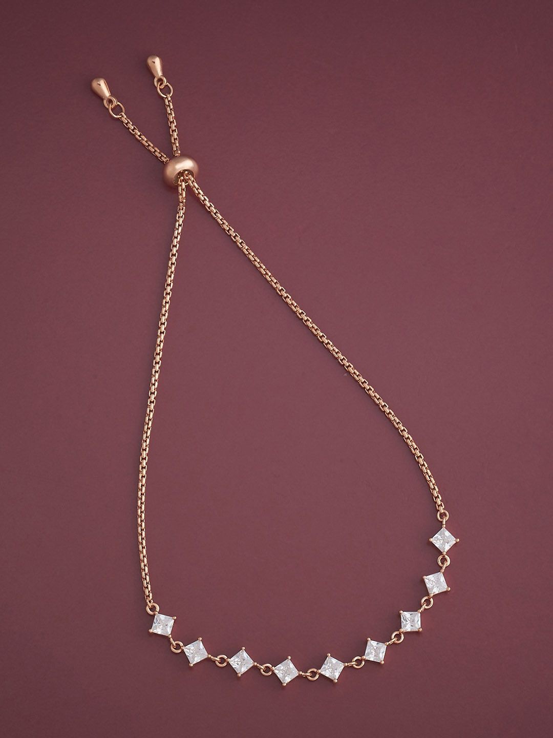 

Kushal's Fashion Jewellery 92.5 Sterling Silver Rose Gold-Plated CZ Bracelet