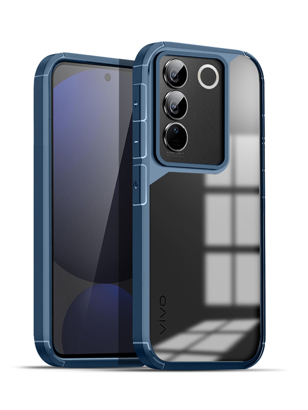 

Karwan Solid Vivo V27 Shockproof Bumper Back Case, Blue