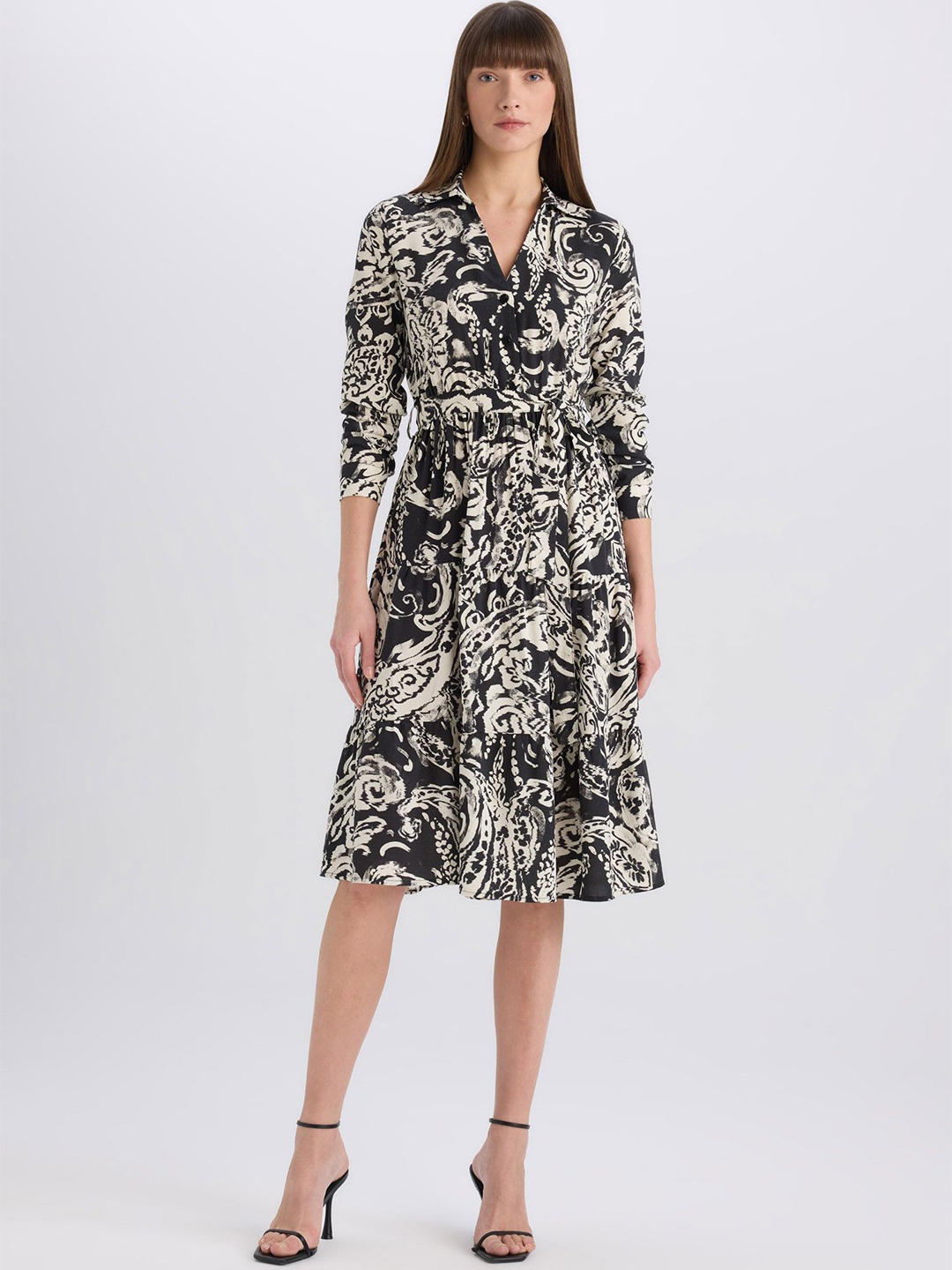 

DeFacto Print A-Line Dress, White