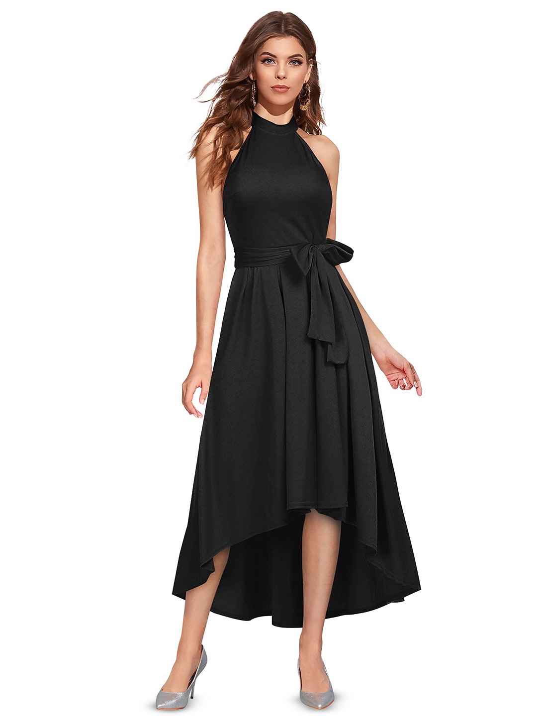 

SHOPONBIT Fit & Flare Midi Dress, Black