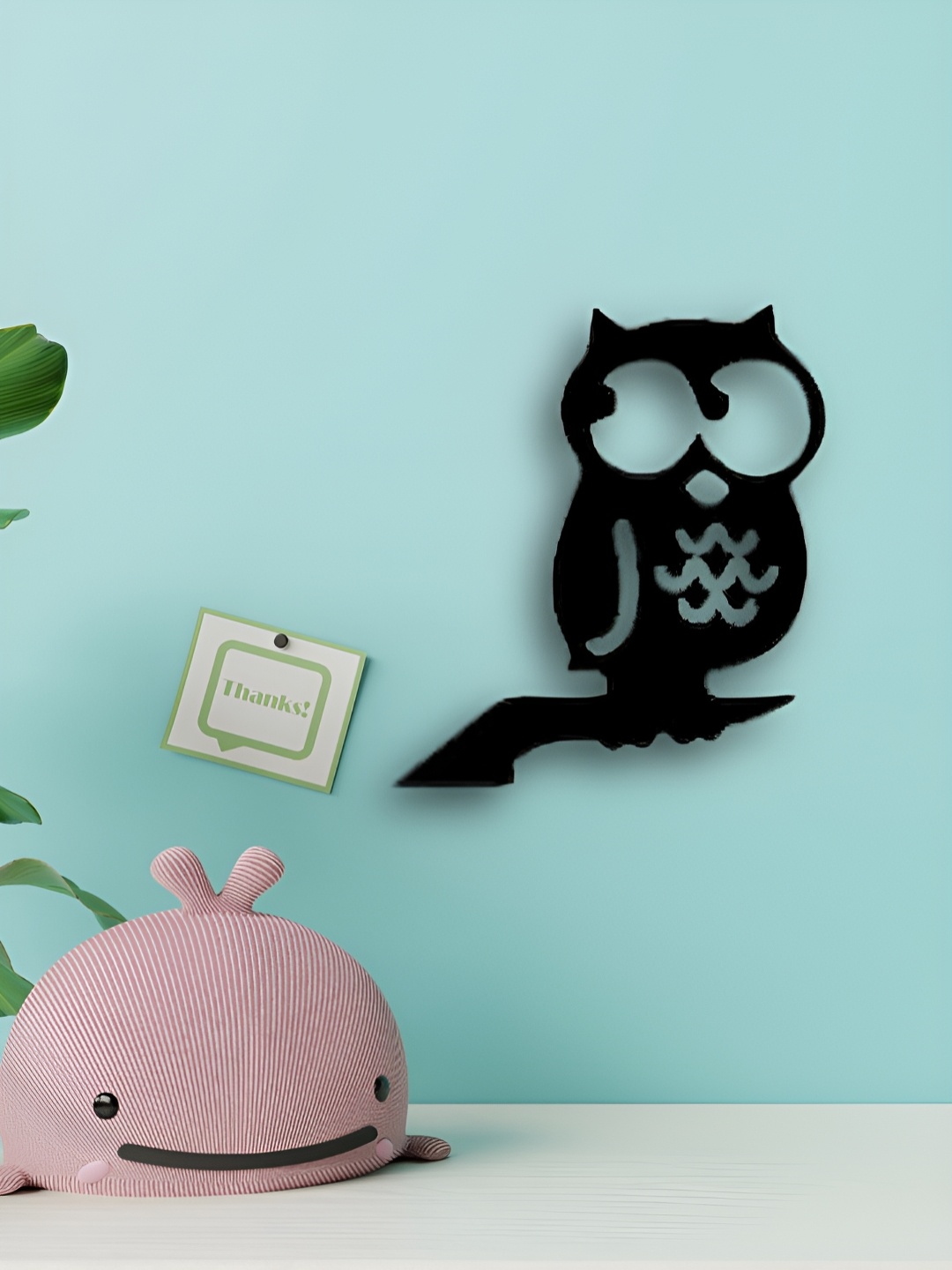 

Loops n knots 3-Pcs Black Wooden Wise Owl Wall Decors