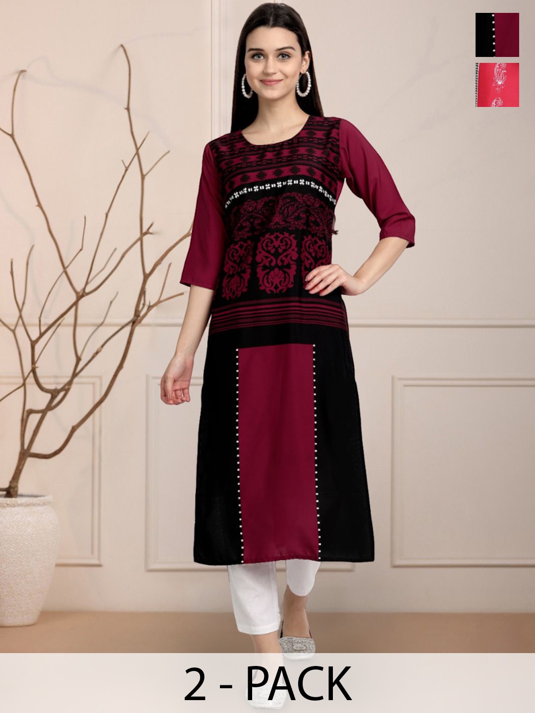 

Moda Rapido Women Ethnic Motifs Printed Floral Crepe Kurta, Multi