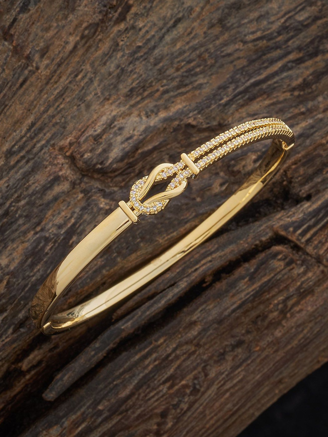 

Kushal's Fashion Jewellery Gold-Plated Zircon-Studded Bangle-Style Bracelet