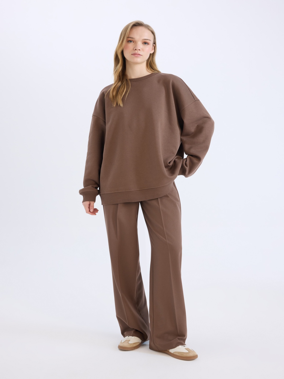 

DeFacto Women Loose Fit Pleated Trousers, Brown