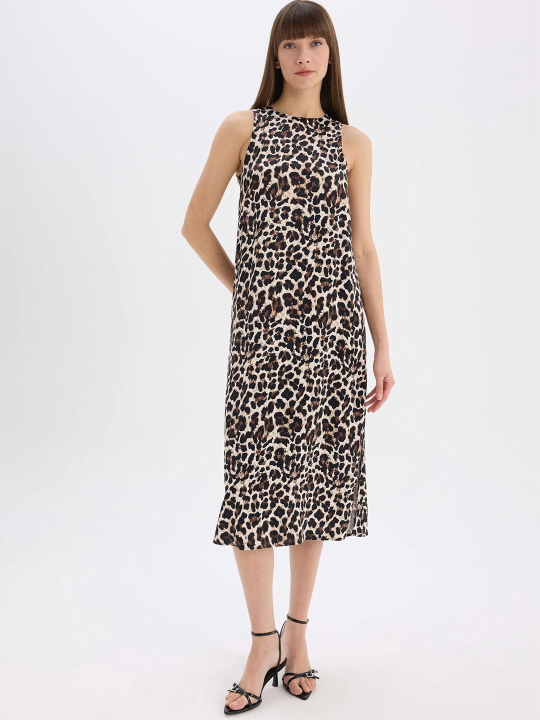 

DeFacto Women Animal Printed A-Line Midi Dress, White