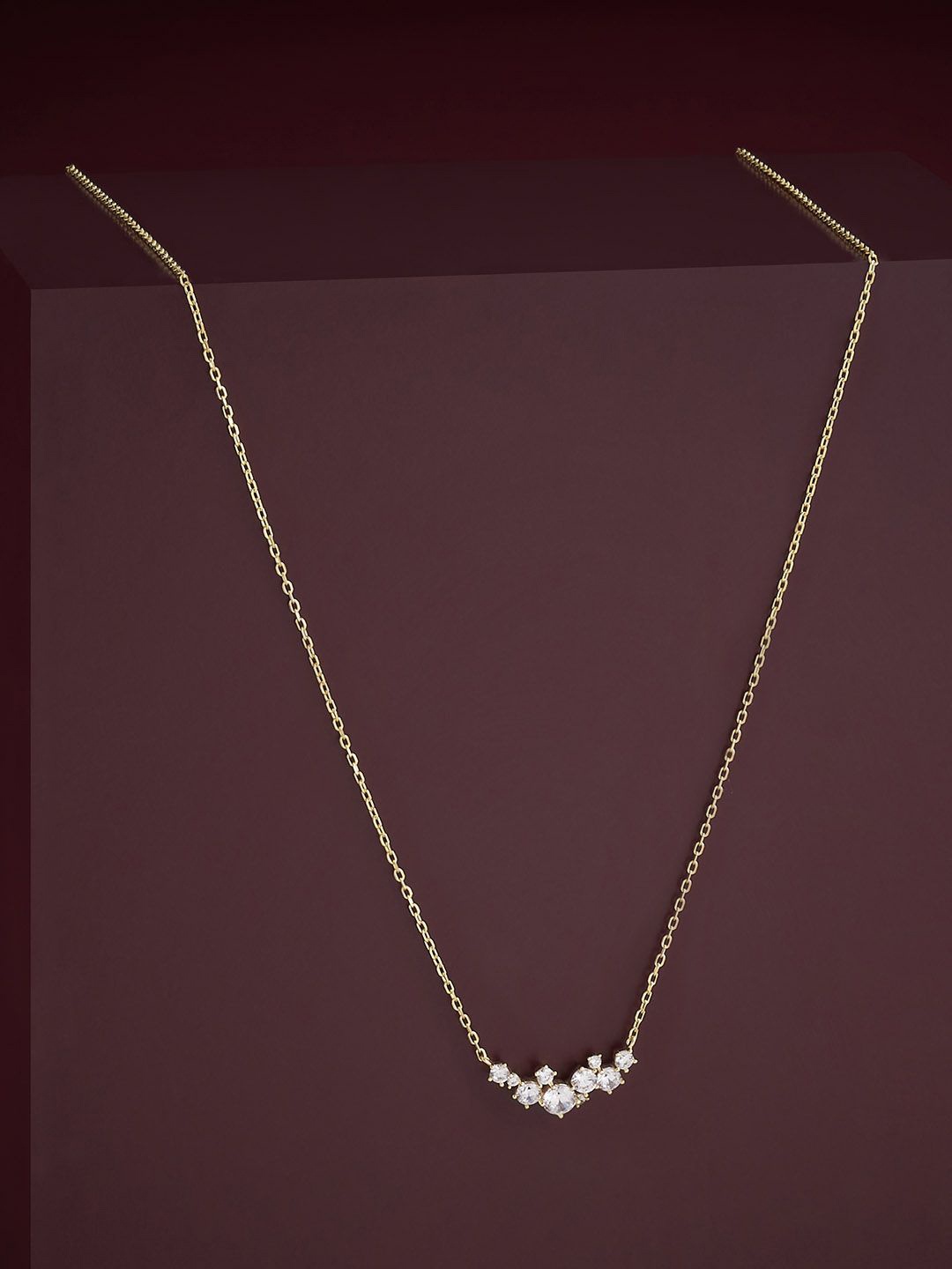 

Kushal's Fashion Jewellery 92.5 Silver Gold Plated Cubic Zircon Studded Pendant Chain