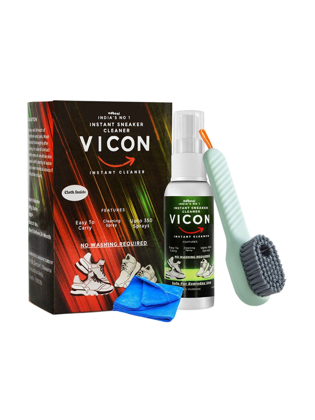 

Adbeni Instant Shoe Cleaner With & 2Pc Liquid Dispenser Shoe Brush, Green