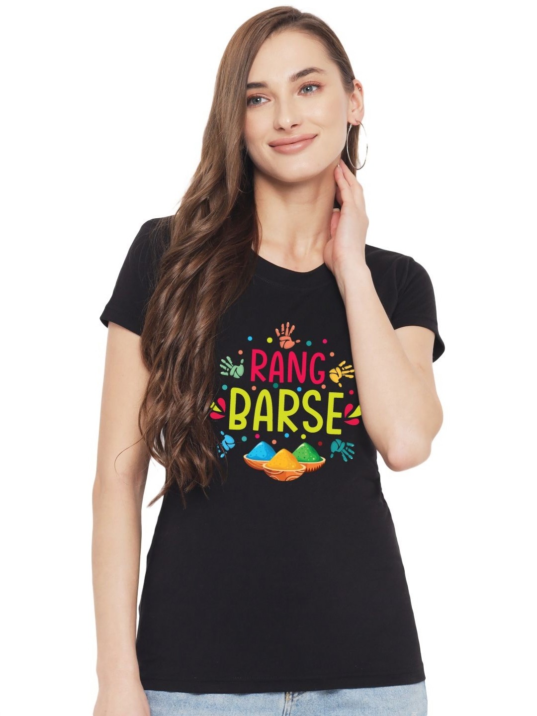 

FFLIRTYGO Women Graphic Printed Round Neck Cotton T-shirt, Black