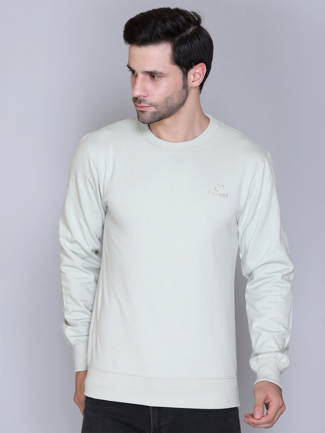 

PYRO SPIRIT Men Round Neck Pullover Cotton Sweatshirt, Green