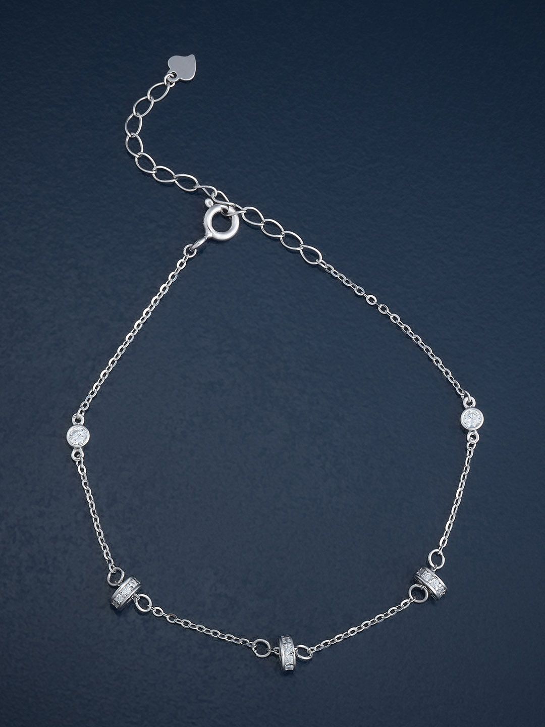 

Kushal's Fashion Jewellery 92.5 Sterling Silver CZ Rhodium-Plated Wraparound Bracelet