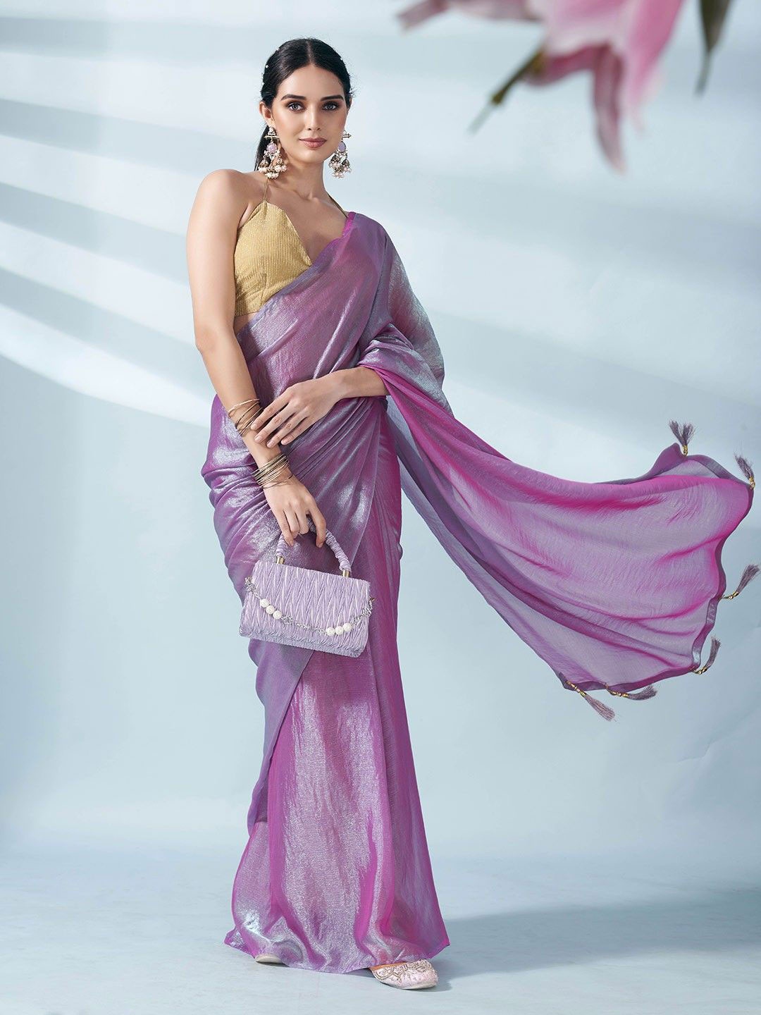 

SWADESI STUFF Solid Saree, Purple
