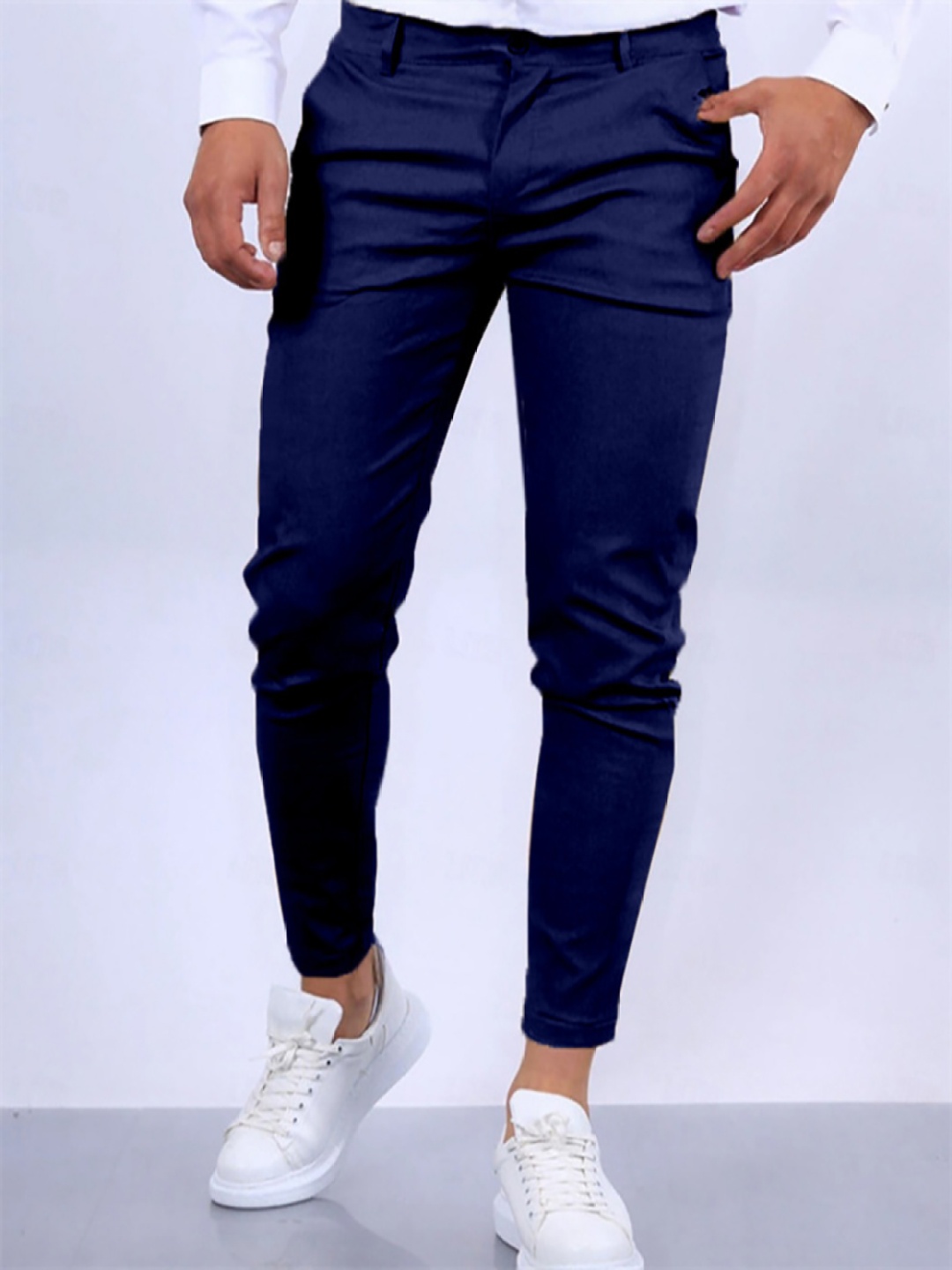 

StyleCast x Revolte Men Cotton Slim Fit Easy Wash Regular Trousers, Navy blue