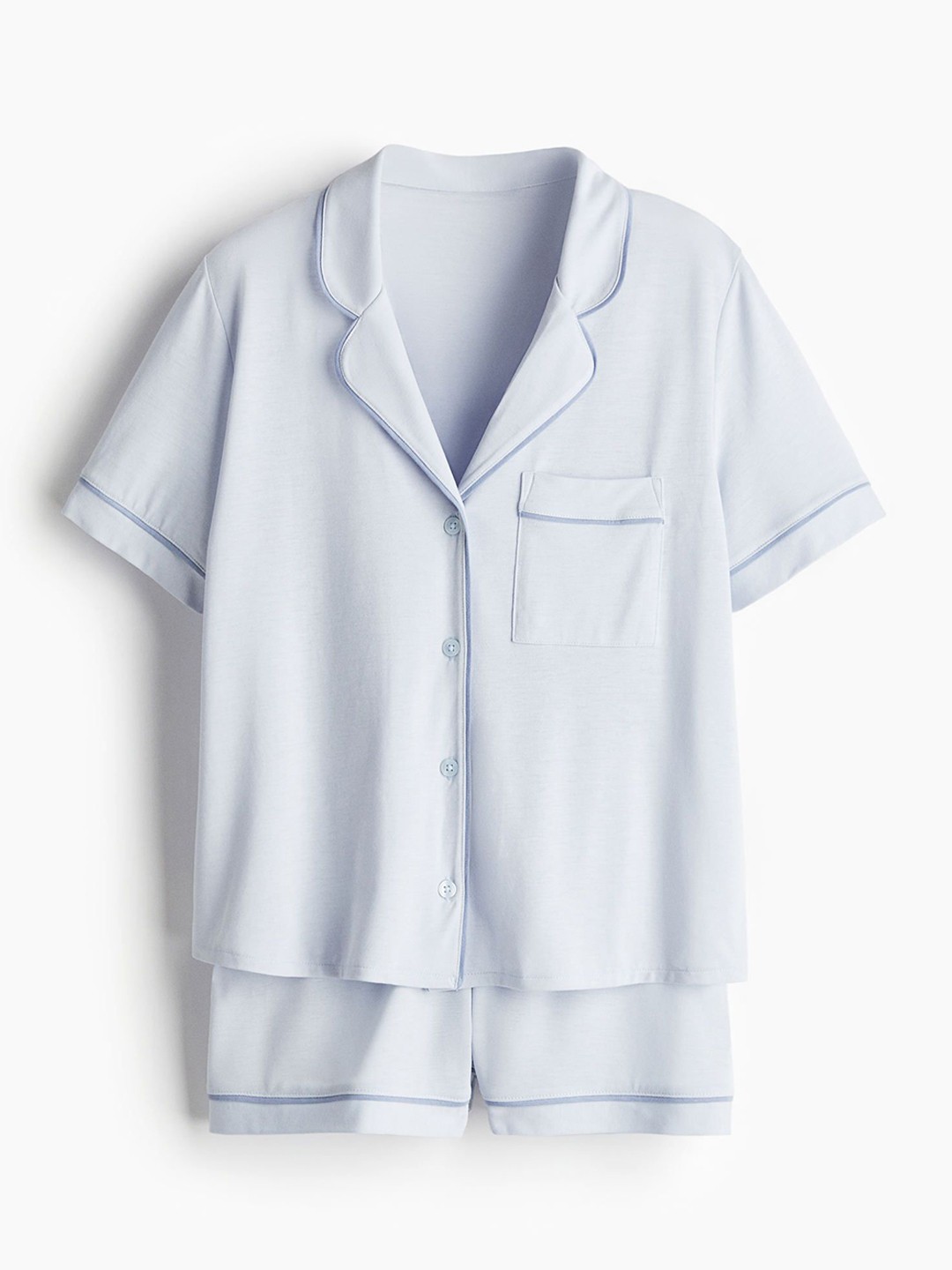 

H&M Pyjama Shirt And Shorts, Blue