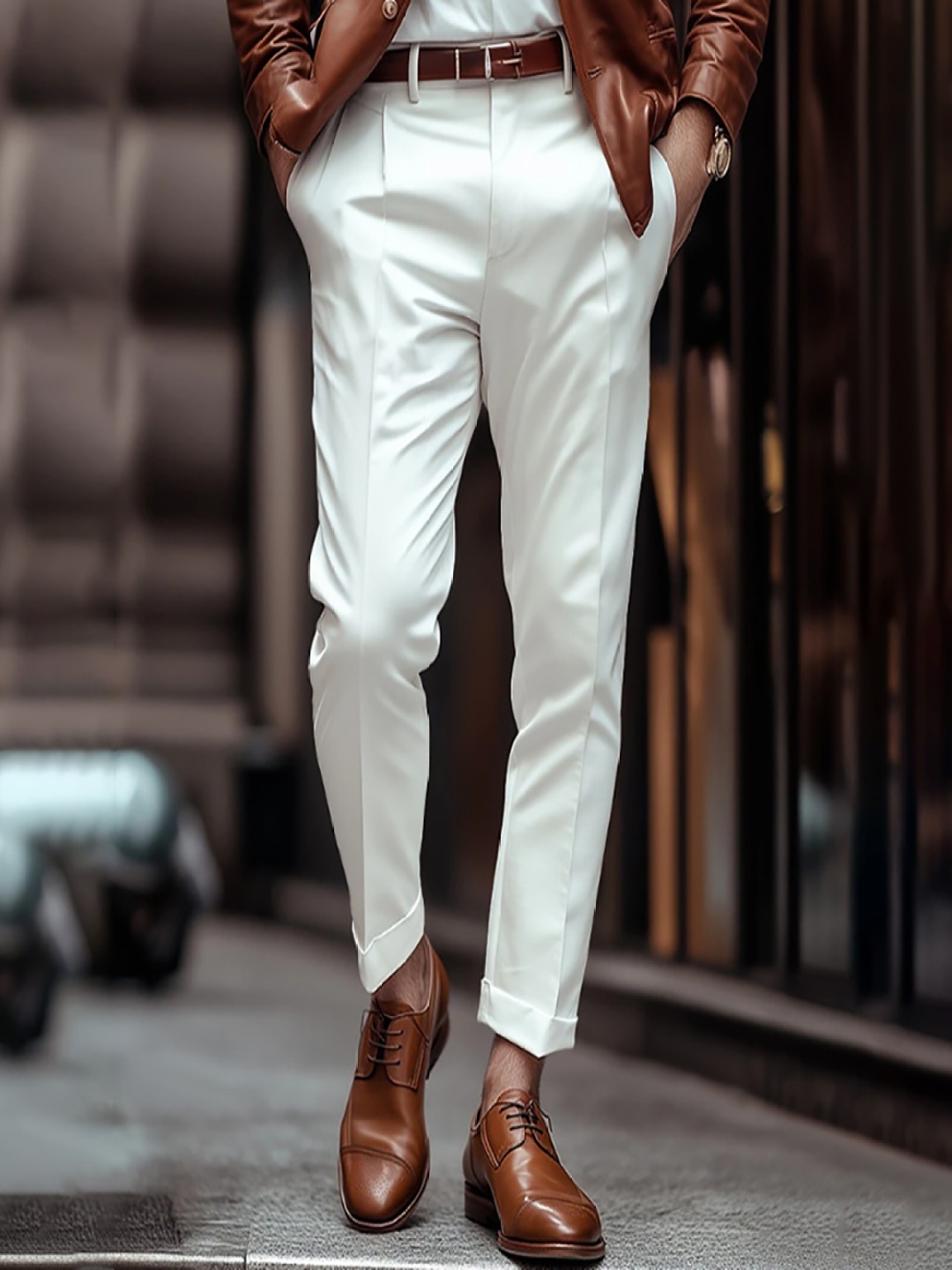 

StyleCast x Revolte Men Slim Fit Easy Wash Formal Trousers, White