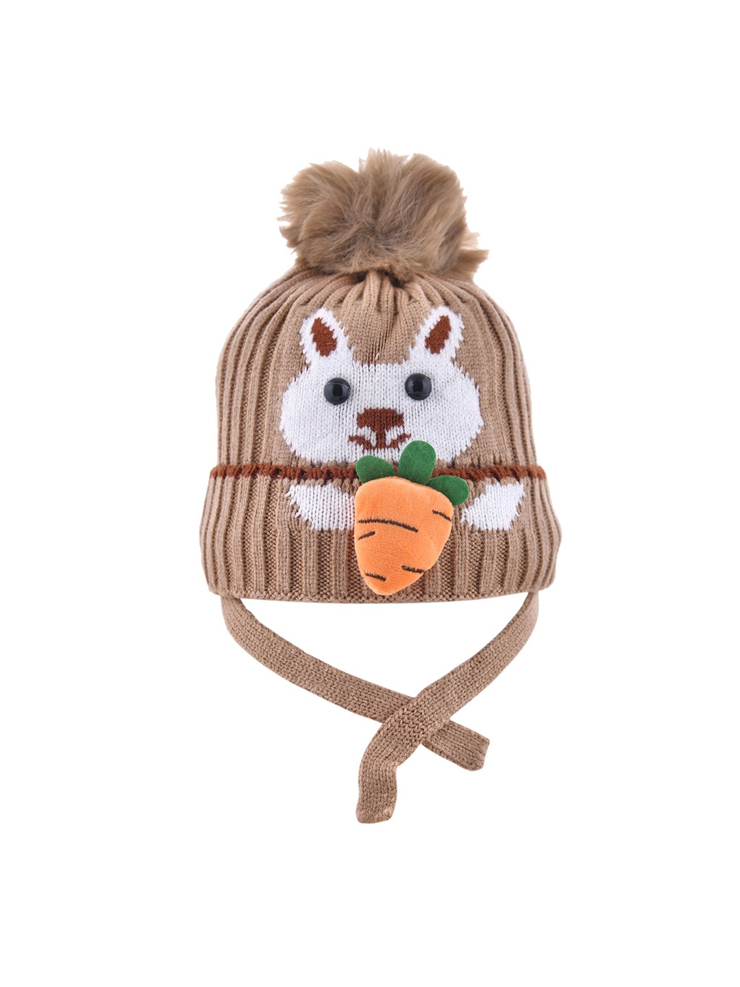 

SHOP FRENZY Kids Printed Woollen Beanie, Brown