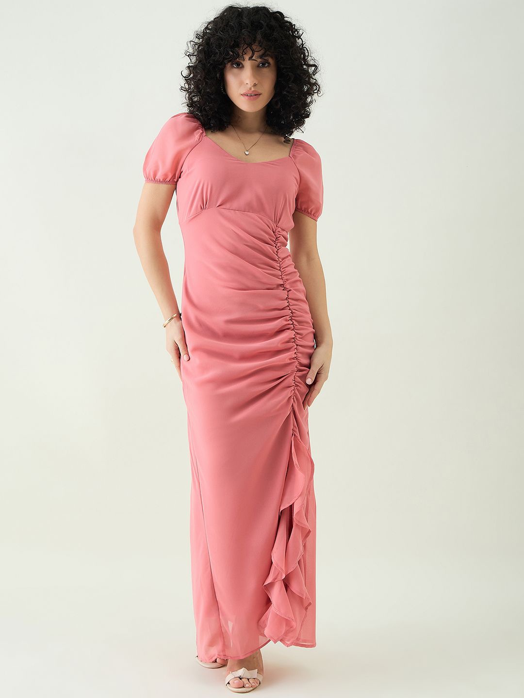 

aayu Ruffled Georgette Maxi Dress, Peach