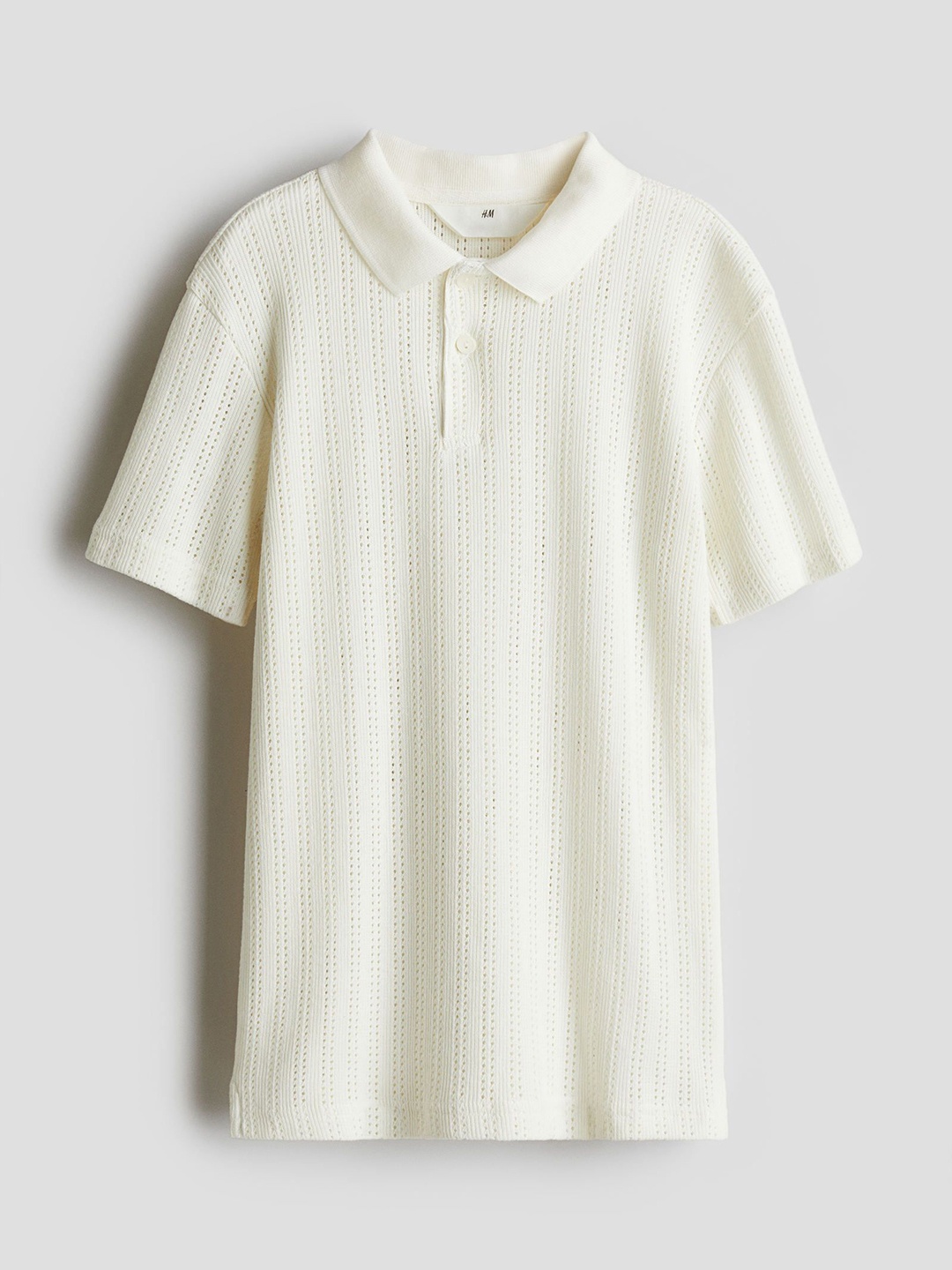 

H&M Pointelle-Knit Polo Shirt, Off white