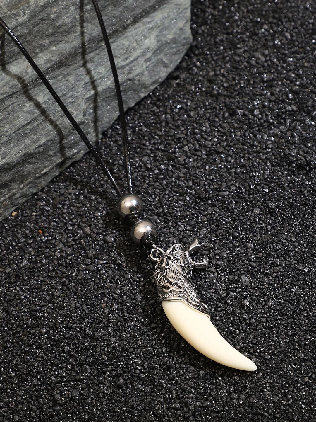 

French Accent Viking Silver-Plated Contemporary Shaped Pendant With Chain