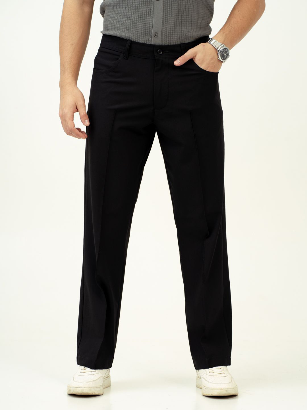 

The Pant Project Men Relaxed Lunar Black Relaxed Fit Pintuck Pants