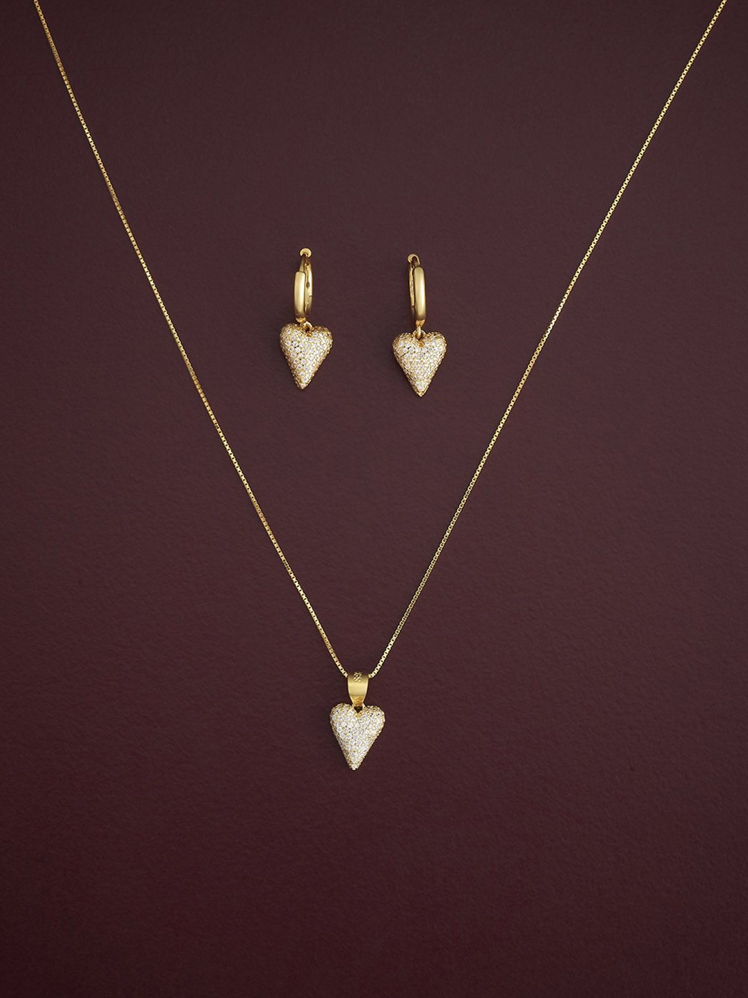 

Kushal's Fashion Jewellery Sterling Silver Gold-Plated Cubic Zirconia-Studded Jewellery Set