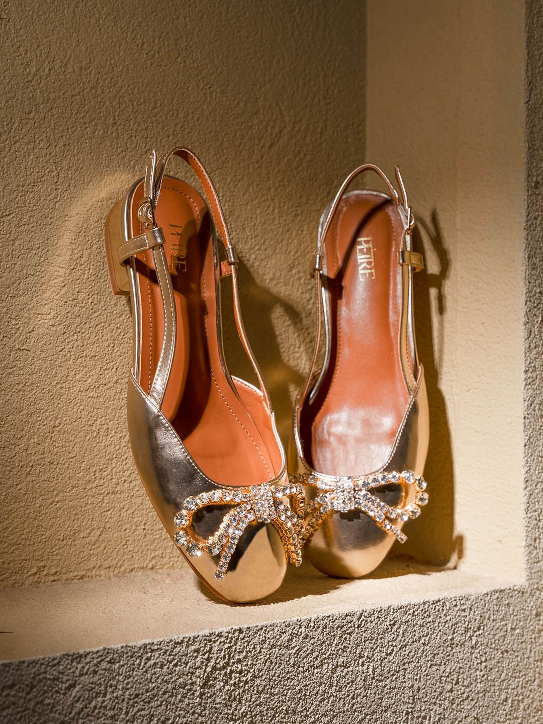 

Peire Block Pumps with Bows, Gold