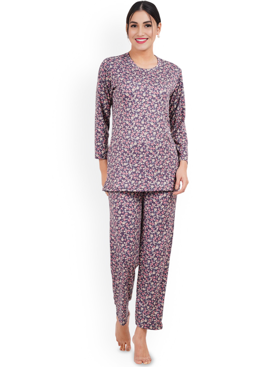 

Liigne Women Printed Night suit, Purple