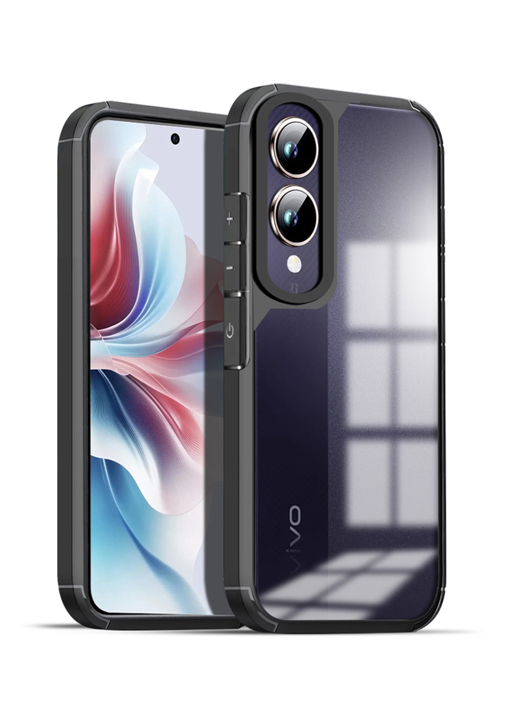 

Karwan Solid Vivo Y28 Shockproof Bumper Back Case, Black