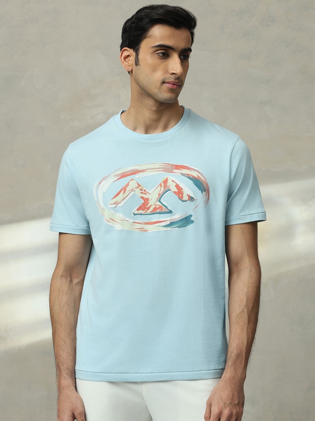 

Mufti Men Graphic Printed Round Neck Cotton Slim Fit T-shirt, Blue