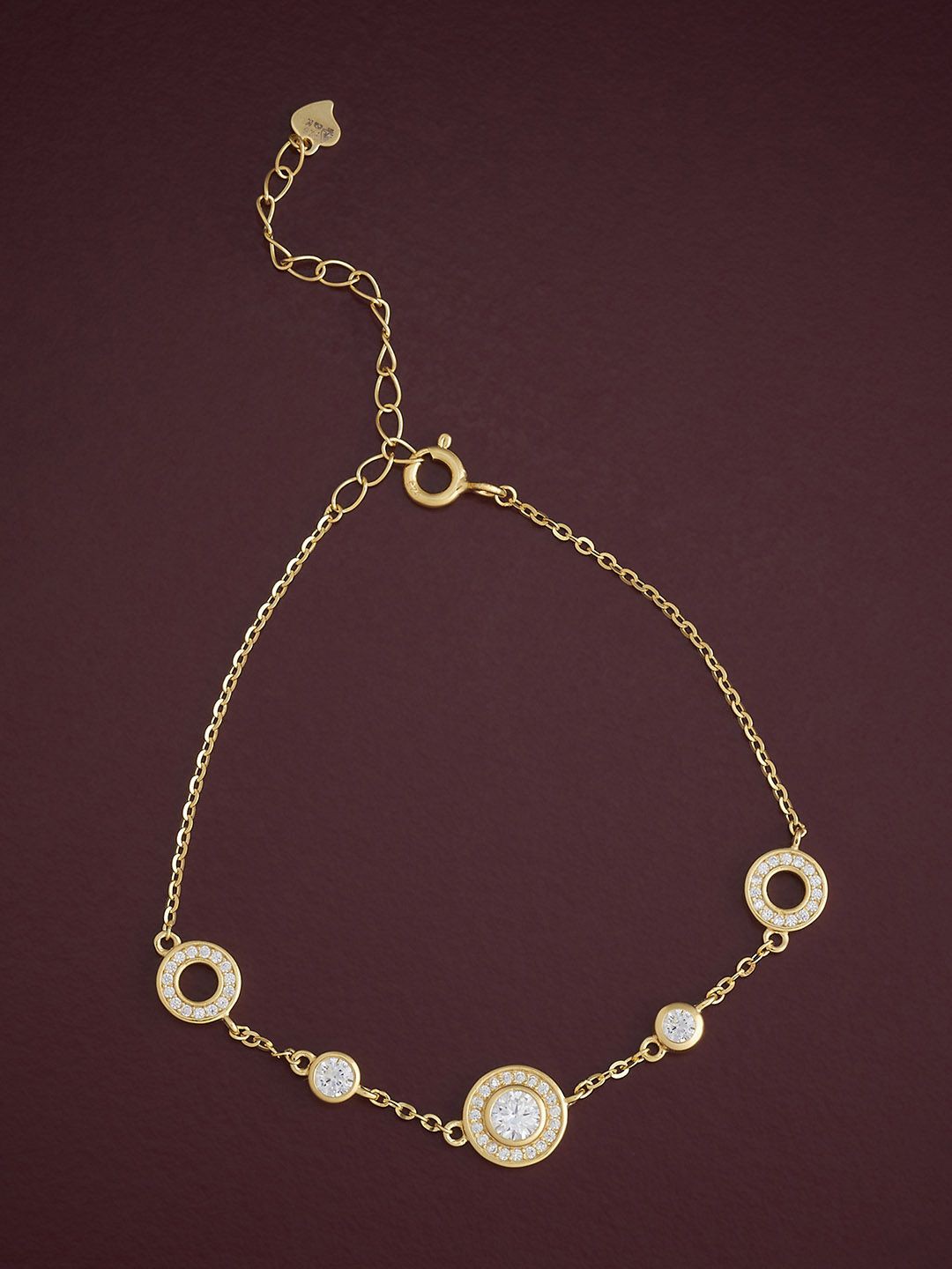 

Kushal's Fashion Jewellery 92.5 Sterling Silver Gold-Plated CZ Studded Link Bracelet