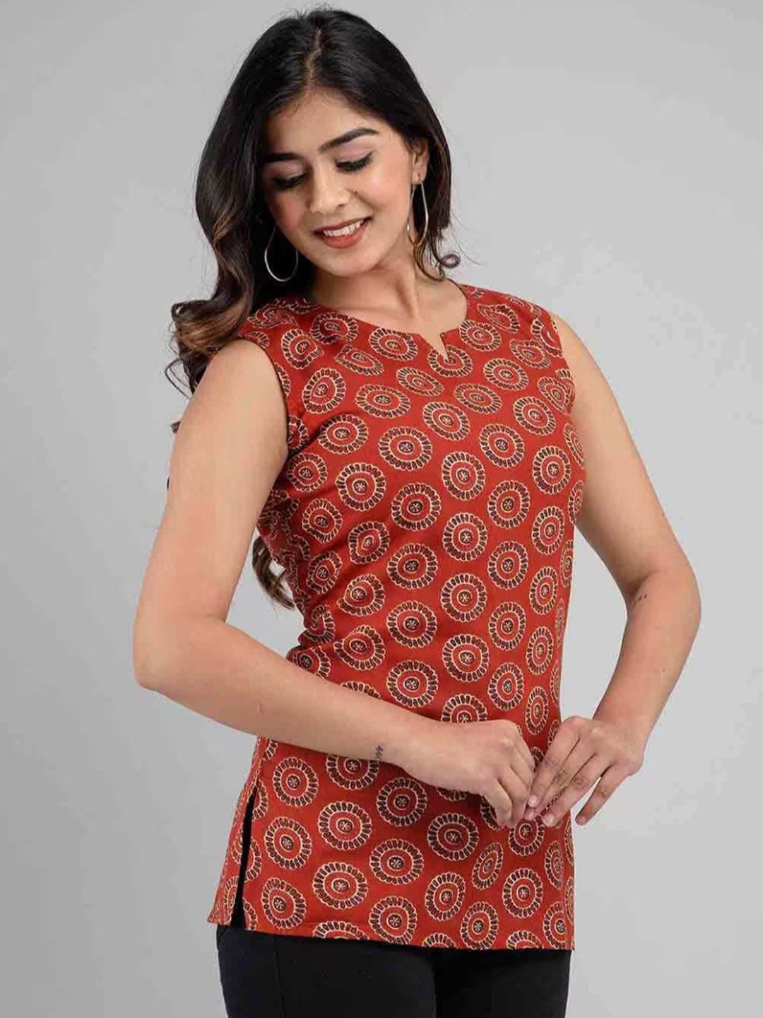 

Rangun Floral Print Top, Bronze