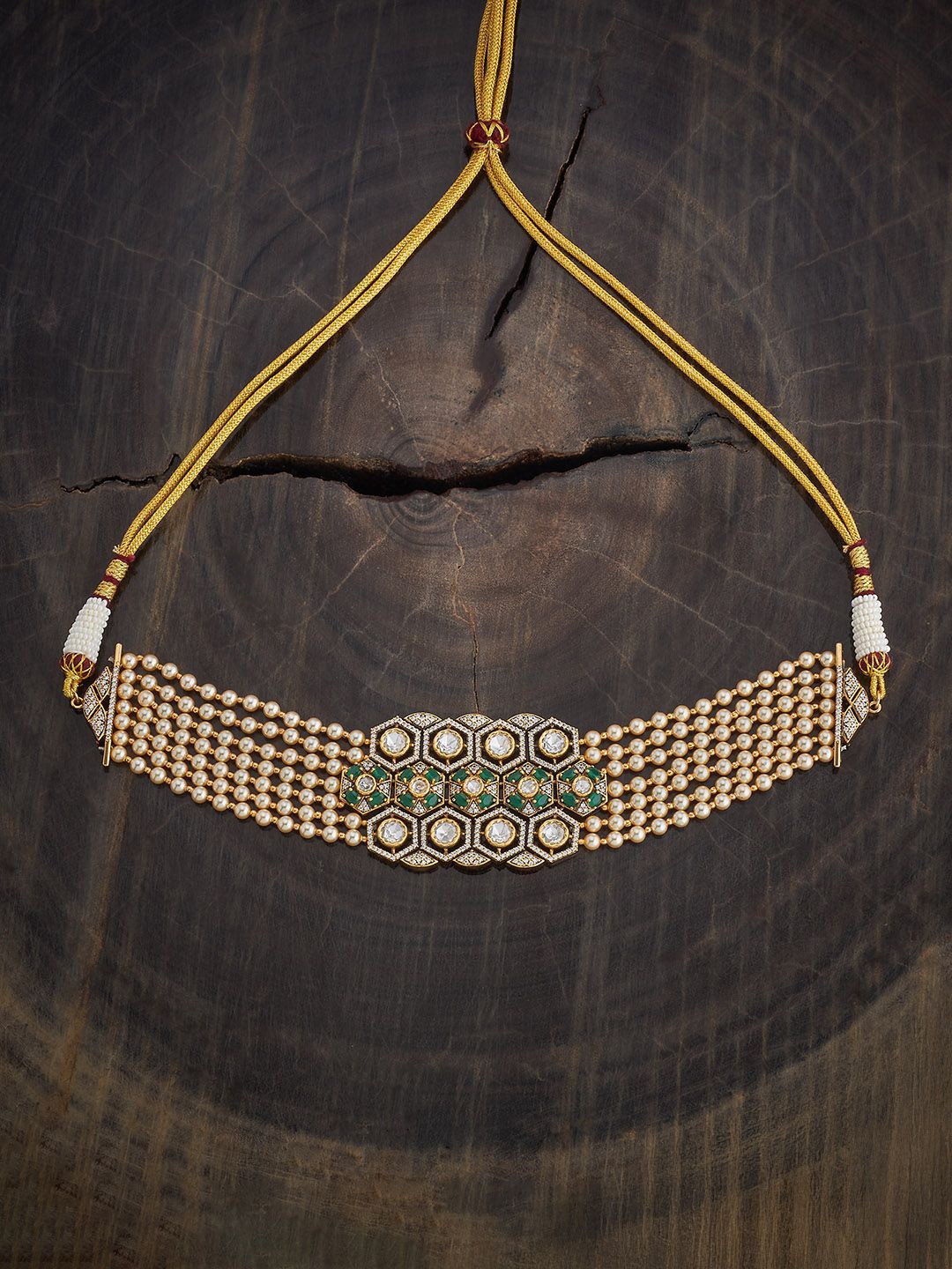 

Kushal's Fashion Jewellery Victorian-Plated Kundan Studded Necklace, Gold